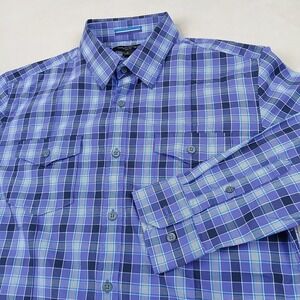Banana Republic Small Mens Shirt Casual Stretch Long Sleeve Purple Plaid 20x27